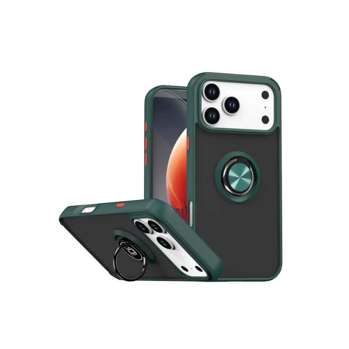 iPhone 17 Pro Montreal Yüzüklü Silikon Kapak - Yeşil