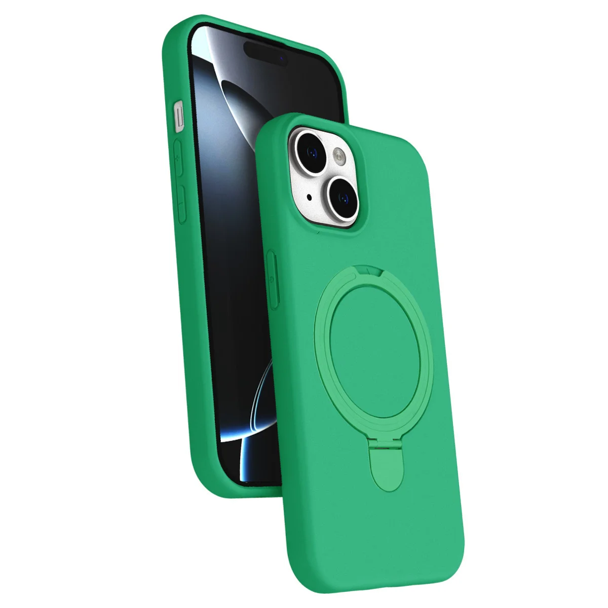 iPhone 15 Plus Regal Magsafe Standlı Kapak - Yeşil
