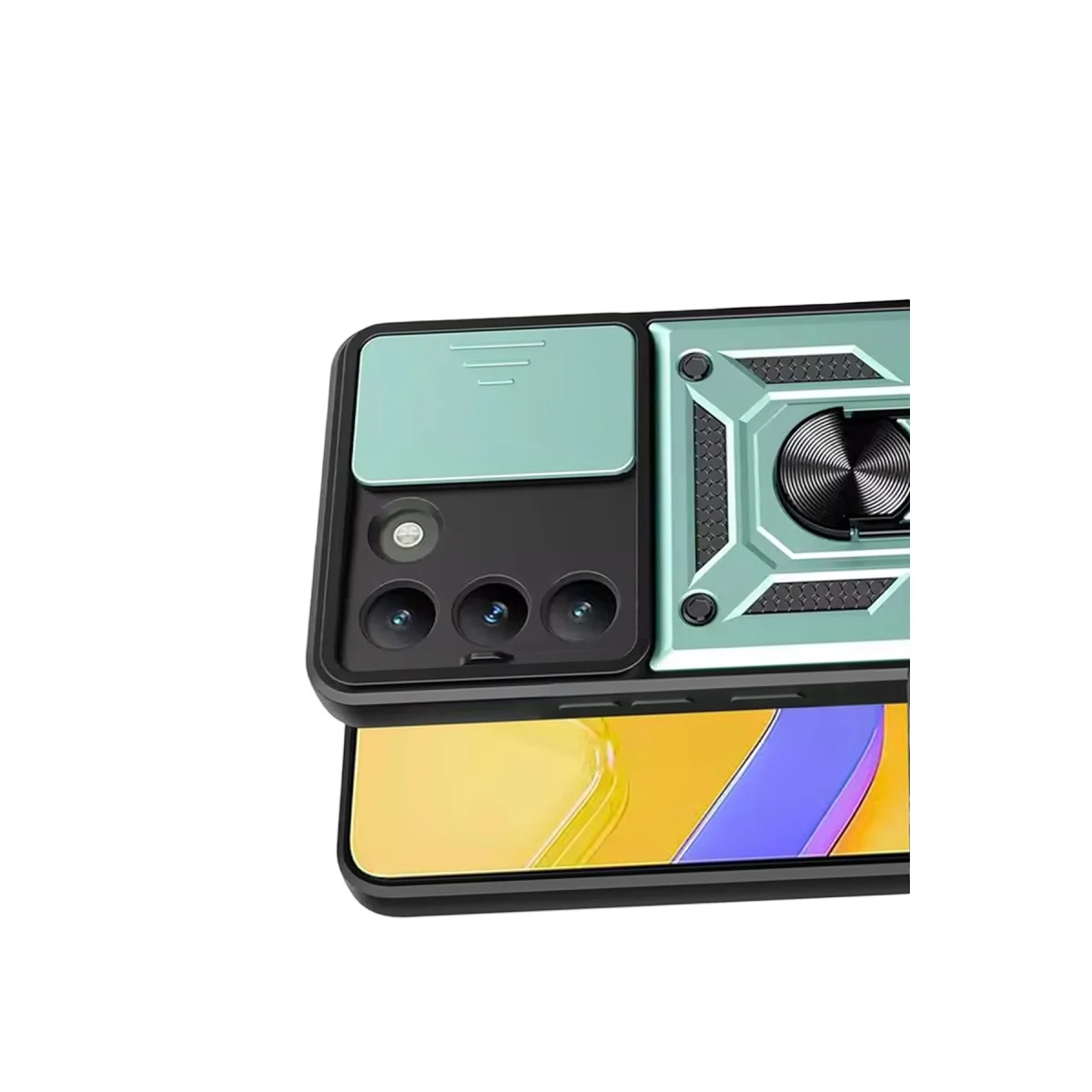 V30 Lite 4G Pars Lens Yüzüklü Silikon - Yeşil