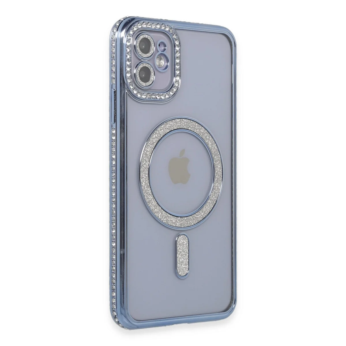 iPhone 11 Kılıf Joke Simli Magneticsafe Kılıf - Mavi