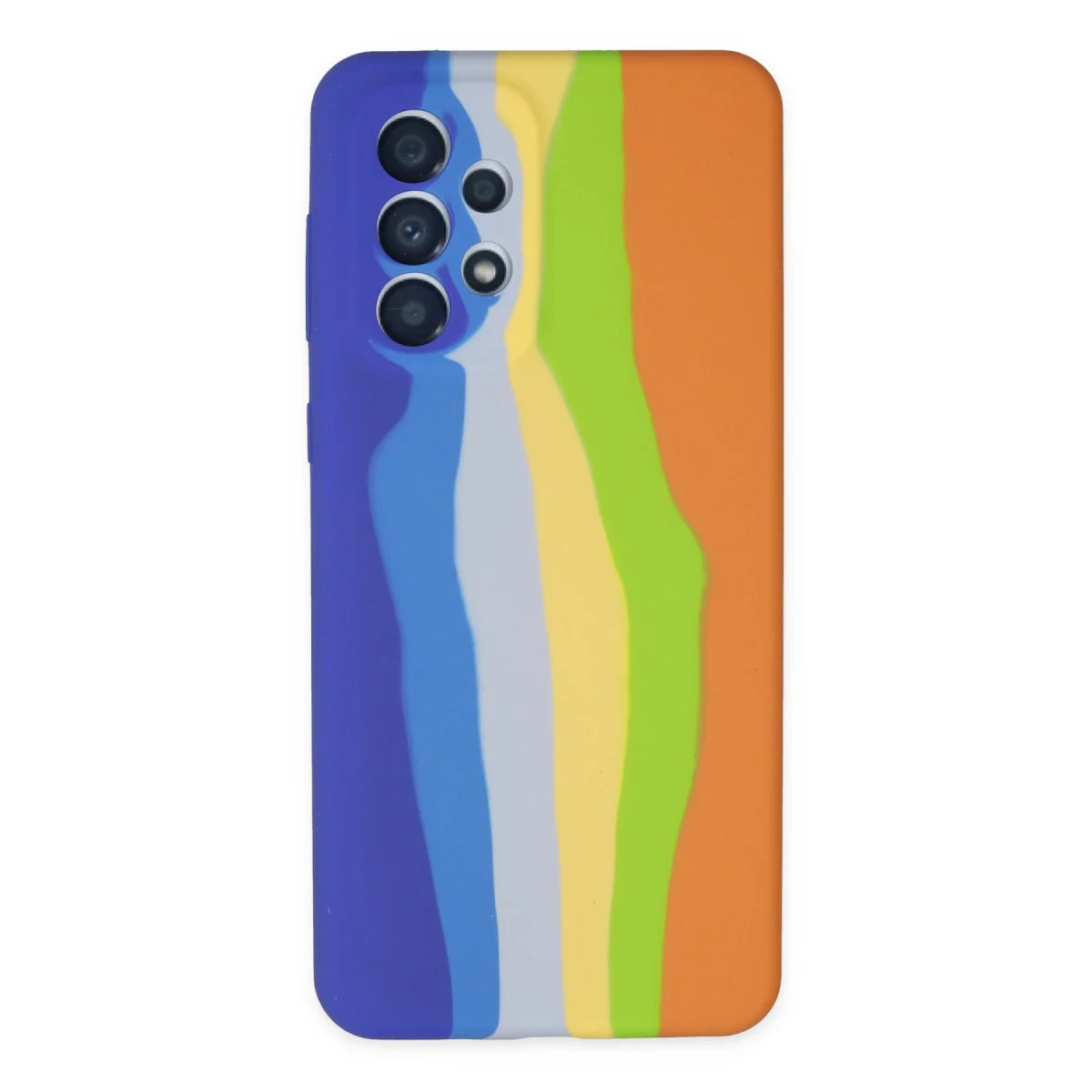 Galaxy A53 5G Kılıf Ebruli Lansman Silikon - Mavi-Turuncu