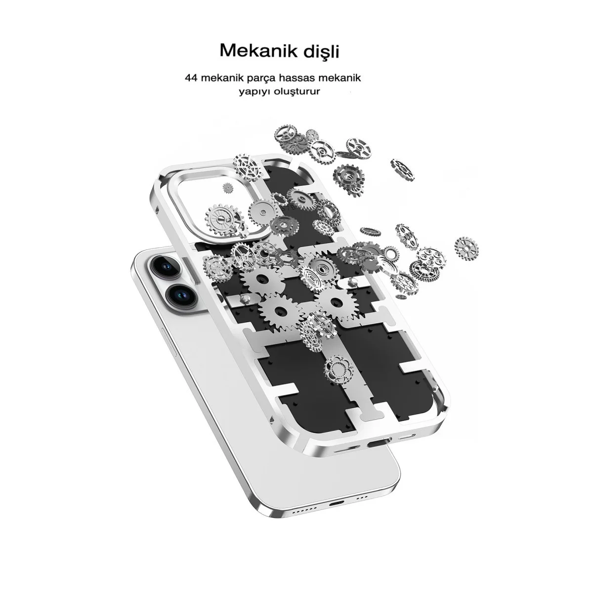 iPhone 13 Pro Max Kılıf Mekanik Bumper Kapak - Mavi