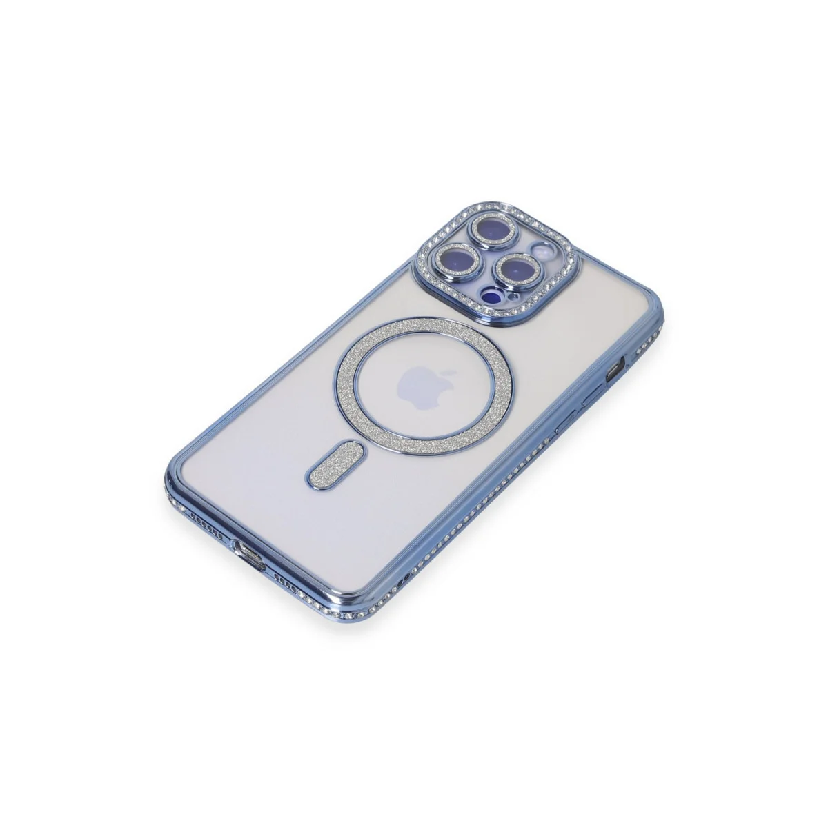 iPhone 15 Pro Kılıf Joke Simli Magneticsafe Kılıf - Mavi