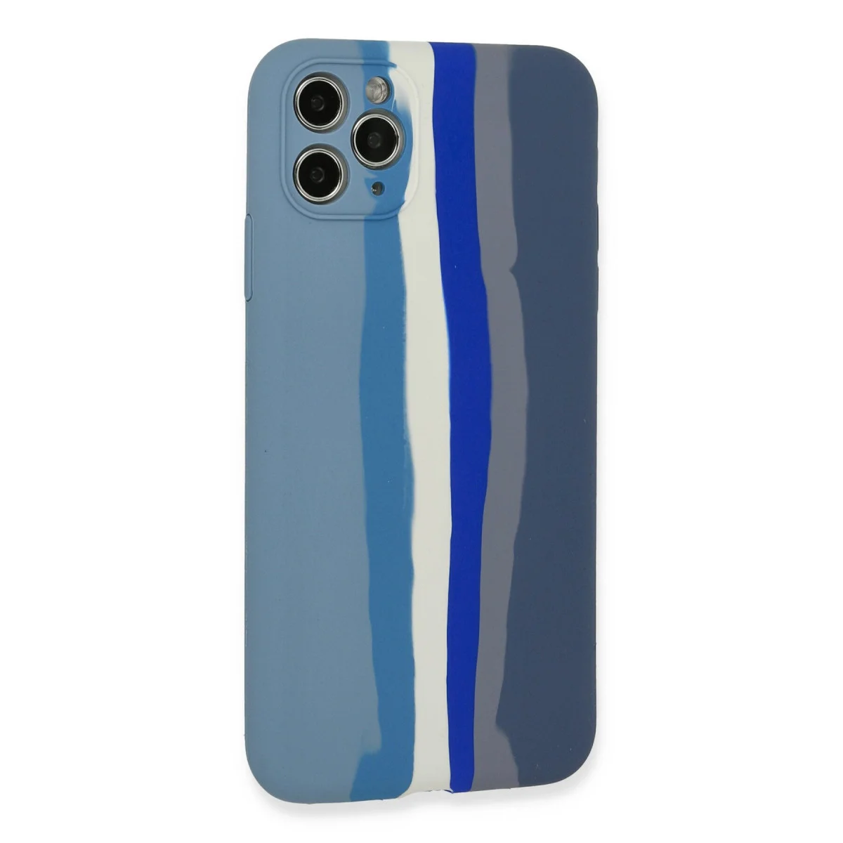iPhone 11 Pro Kılıf Ebruli Lansman Silikon - Mavi-Gri