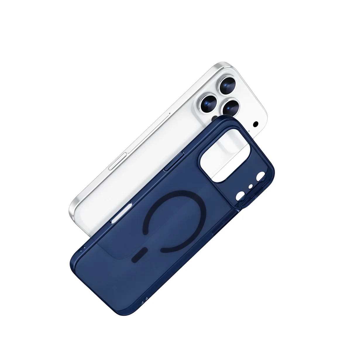 iPhone 17 Pro Max Combo Sert Şeffaf Magsafe Kapak - Mavi