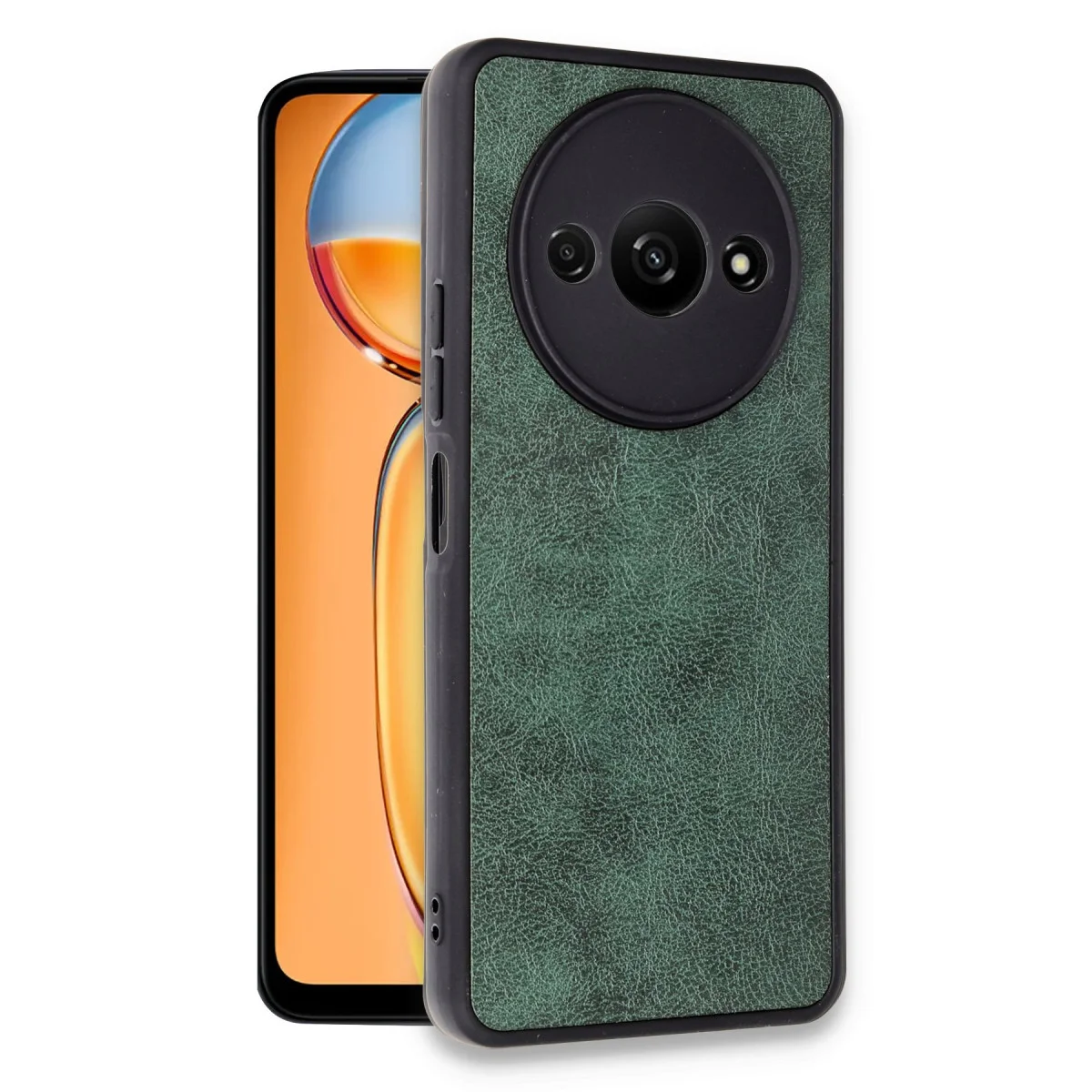 Redmi A3 4G Kılıf Aras Deri Kapak - Koyu Yeşil
