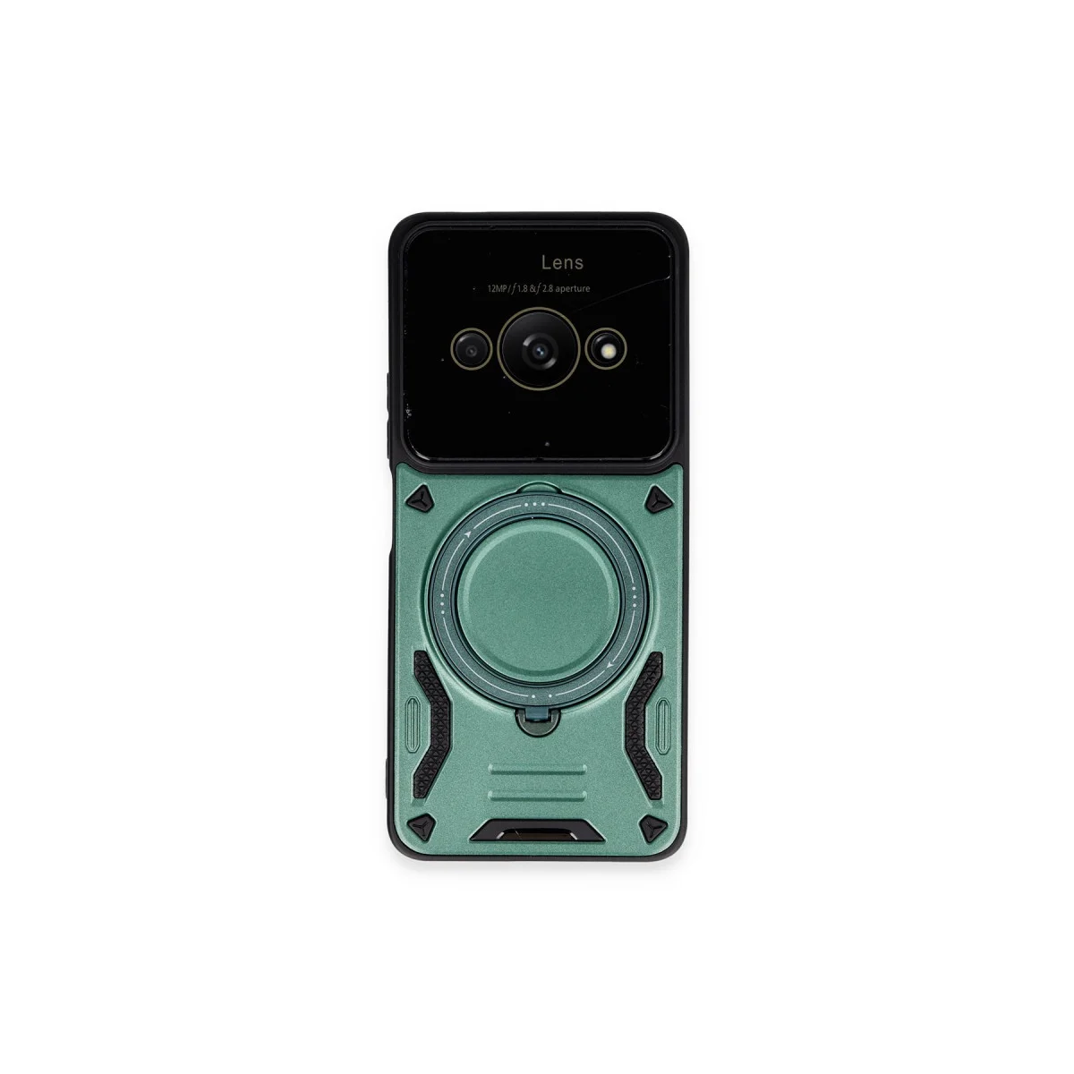 Poco C61 Kılıf Joy Lens Standlı Kapak - Koyu Yeşil