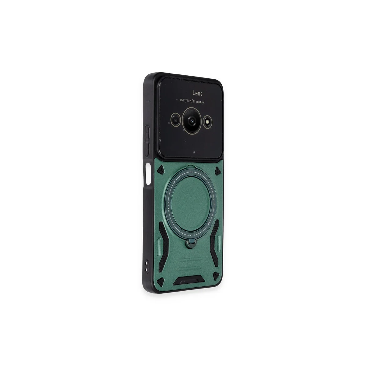 Poco C61 Kılıf Joy Lens Standlı Kapak - Koyu Yeşil