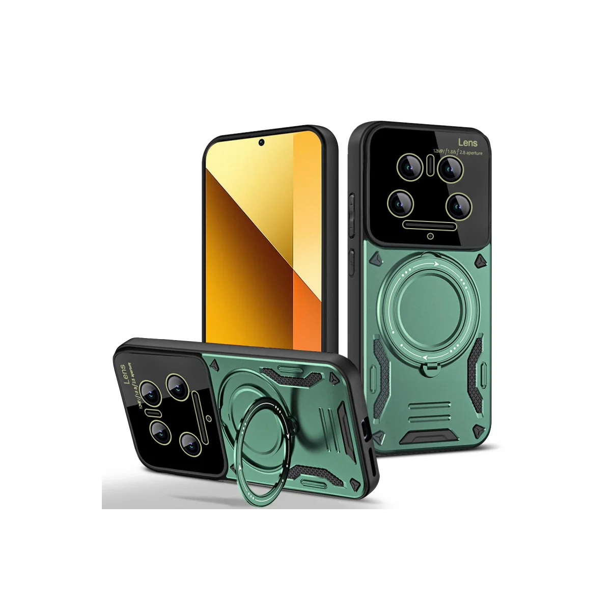 Mi 14 Ultra Kılıf Joy Lens Standlı Kapak - Koyu Yeşil