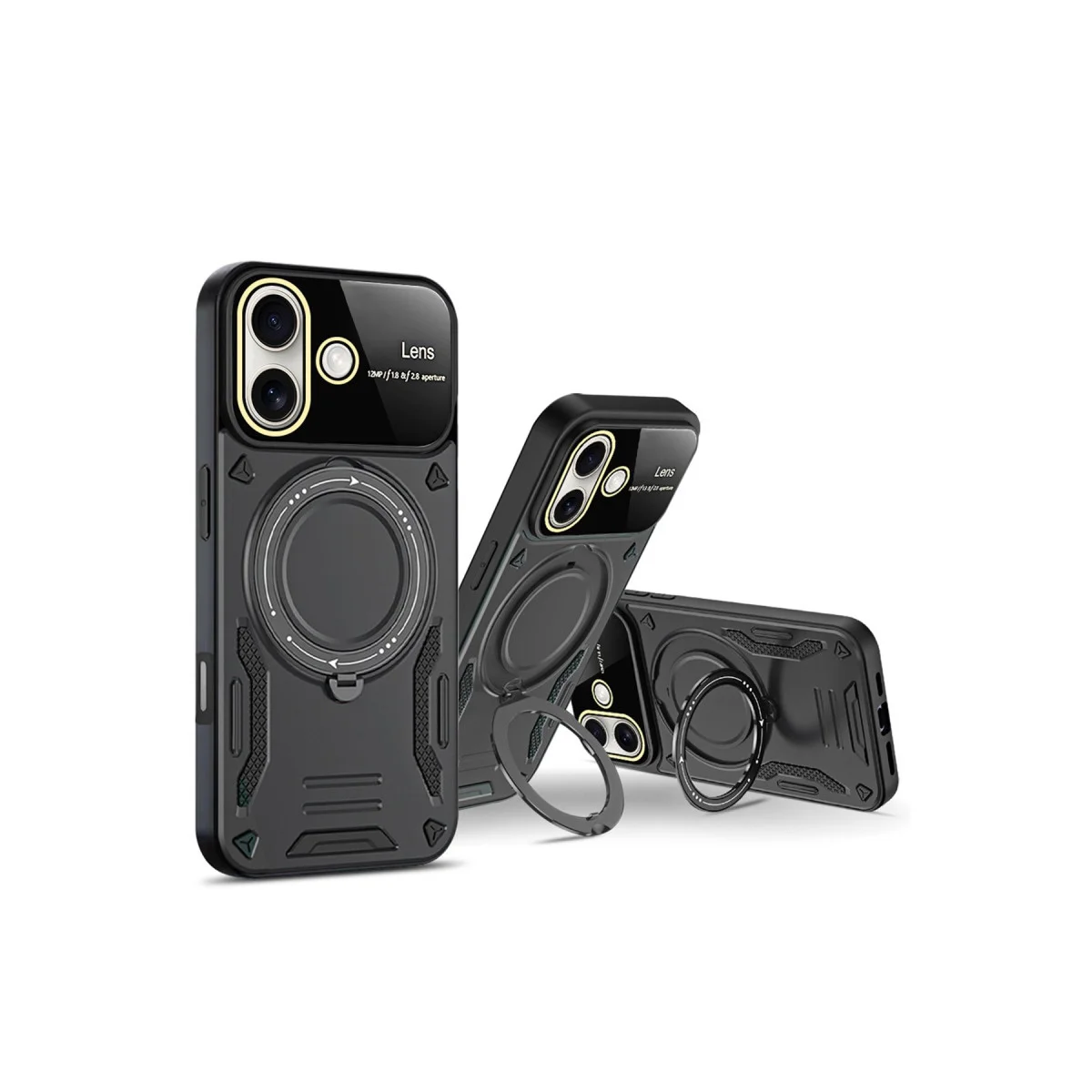 iPhone 16 Kılıf Joy Lens Standlı Kapak - Koyu Yeşil
