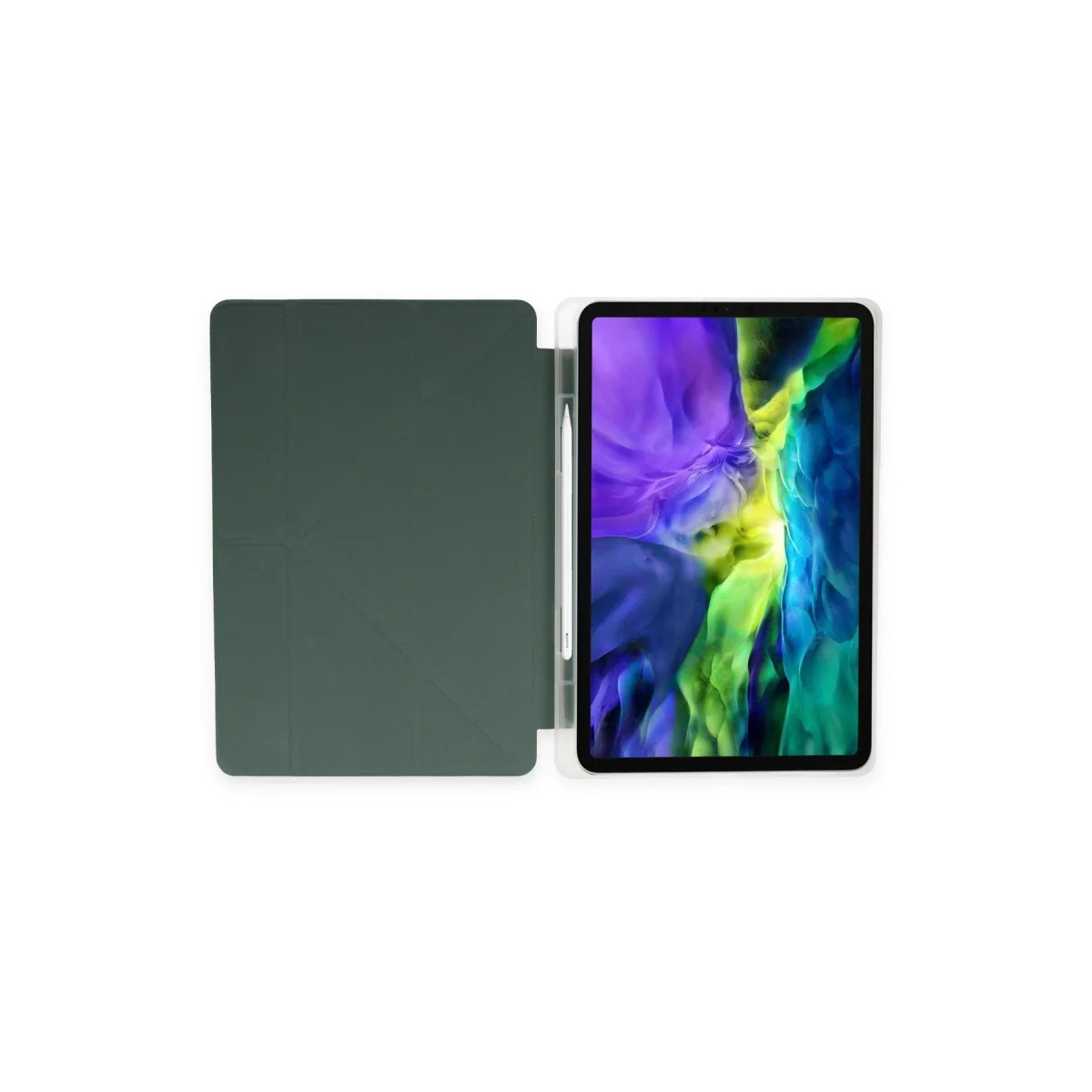 iPad Pro 11 (2021) Kılıf Kalemlikli Hugo Tablet Kılıfı - Koyu Yeşil