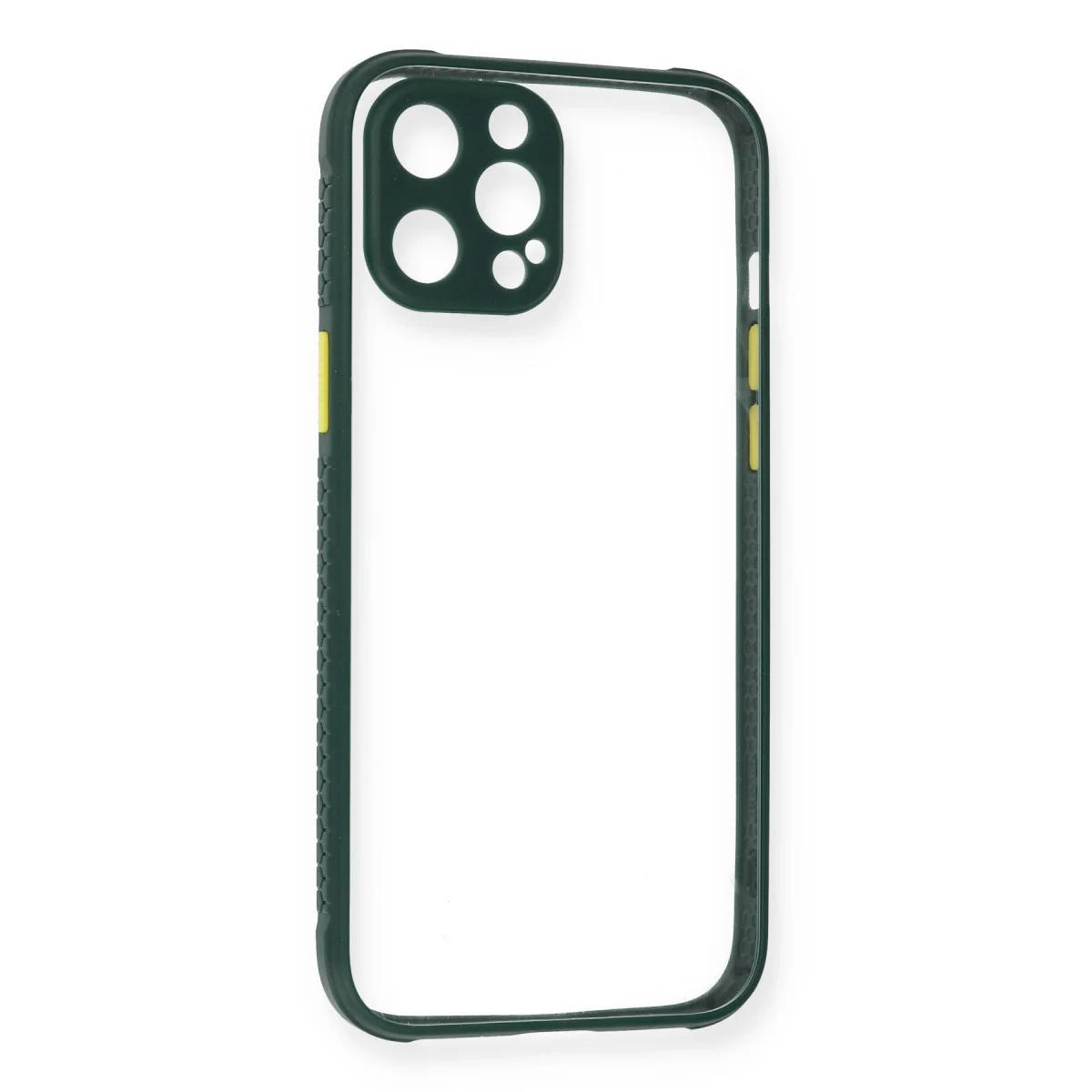 iPhone 12 Pro Max Kılıf Miami Şeffaf Silikon - Koyu Yeşil