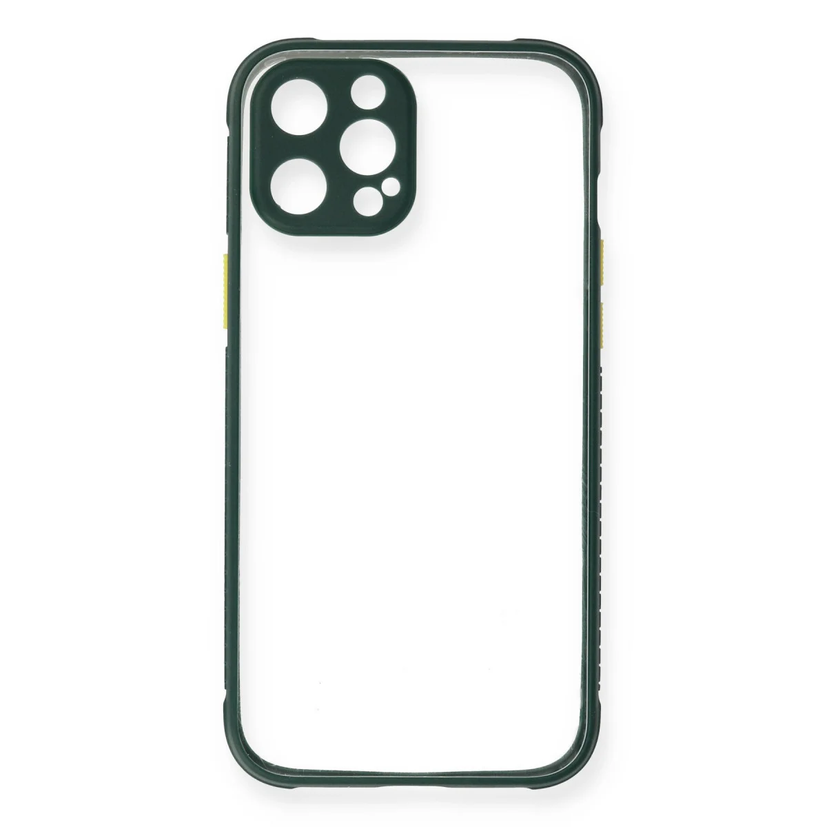 iPhone 12 Pro Max Kılıf Miami Şeffaf Silikon - Koyu Yeşil
