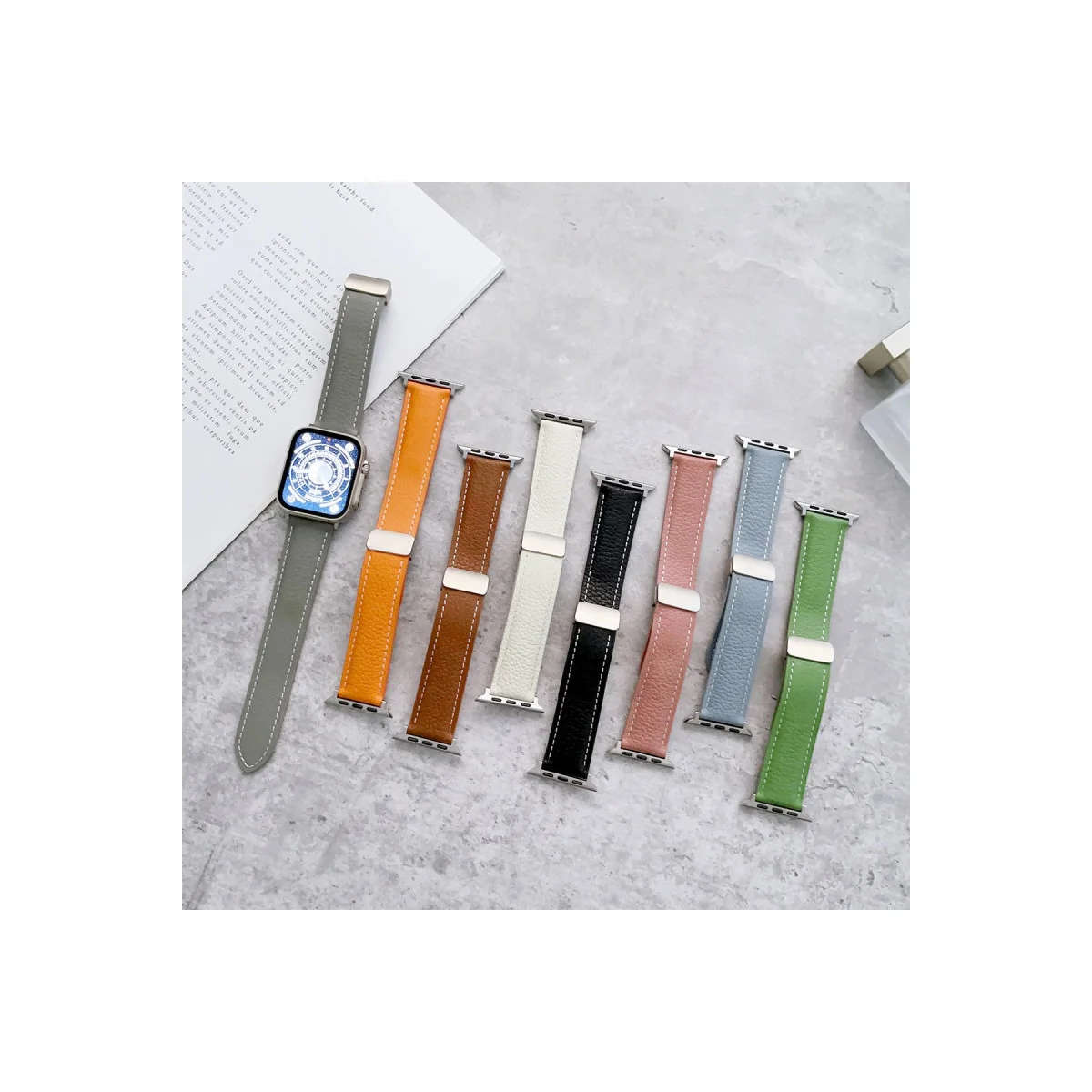Watch 42mm KR414 Daks Deri Kordon - Koyu Yeşil