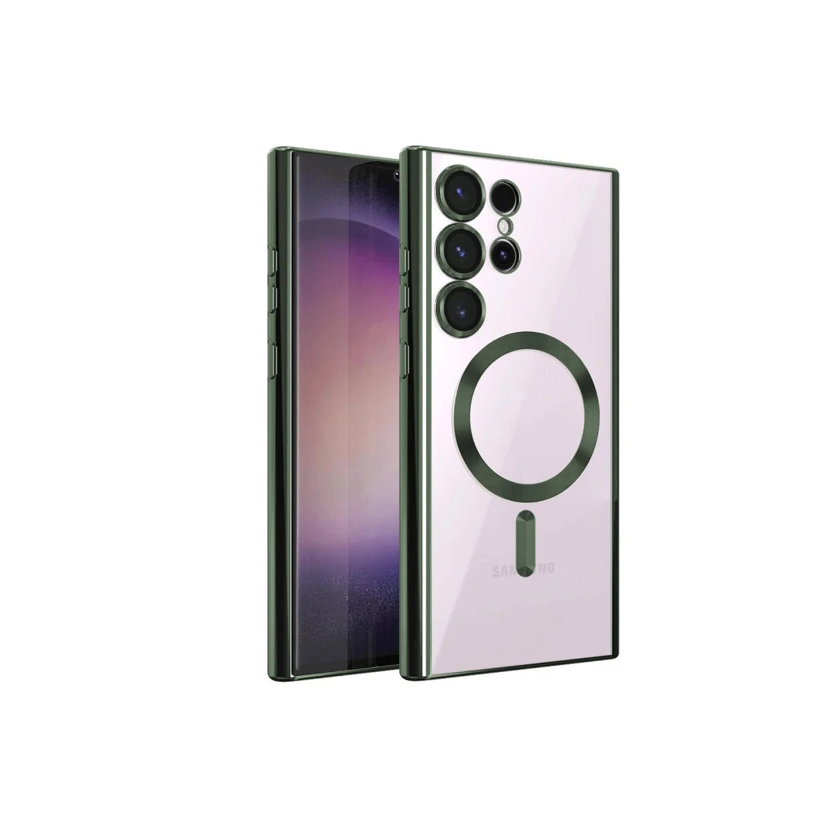 Galaxy S23 Ultra Kılıf Kross Magneticsafe Kapak - Koyu Yeşil