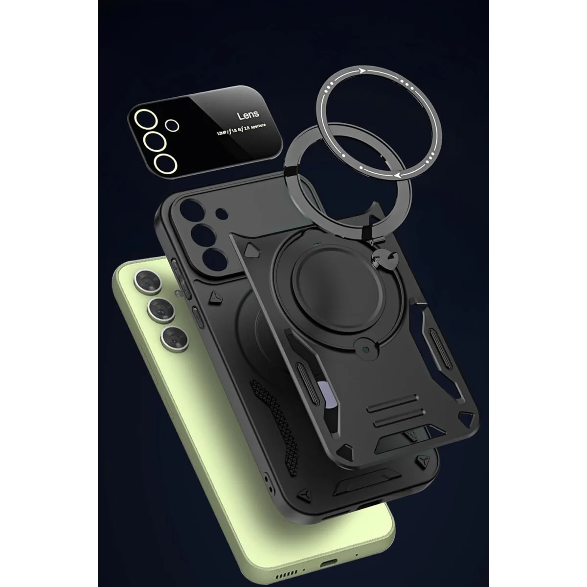 Galaxy S24 FE Kılıf Joy Lens Standlı Kapak - Koyu Yeşil