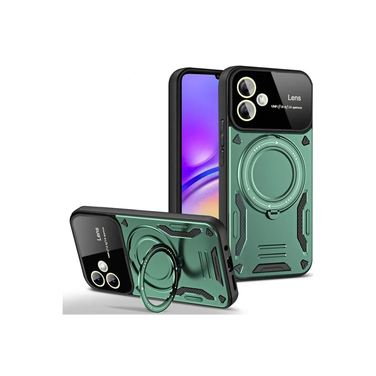 Galaxy A06 Kılıf Joy Lens Standlı Kapak - Koyu Yeşil