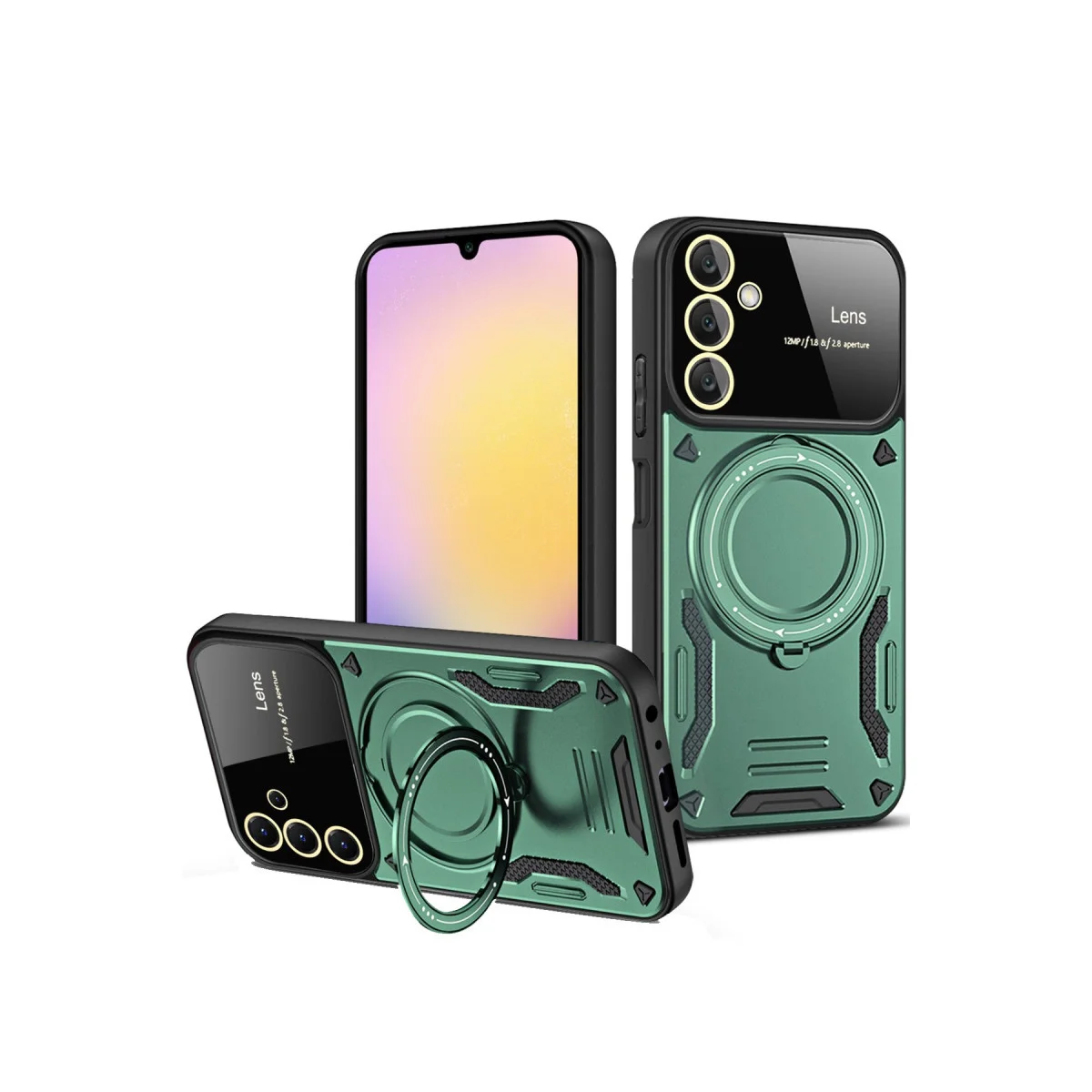 Galaxy A36 Kılıf Joy Lens Standlı Kapak - Koyu Yeşil