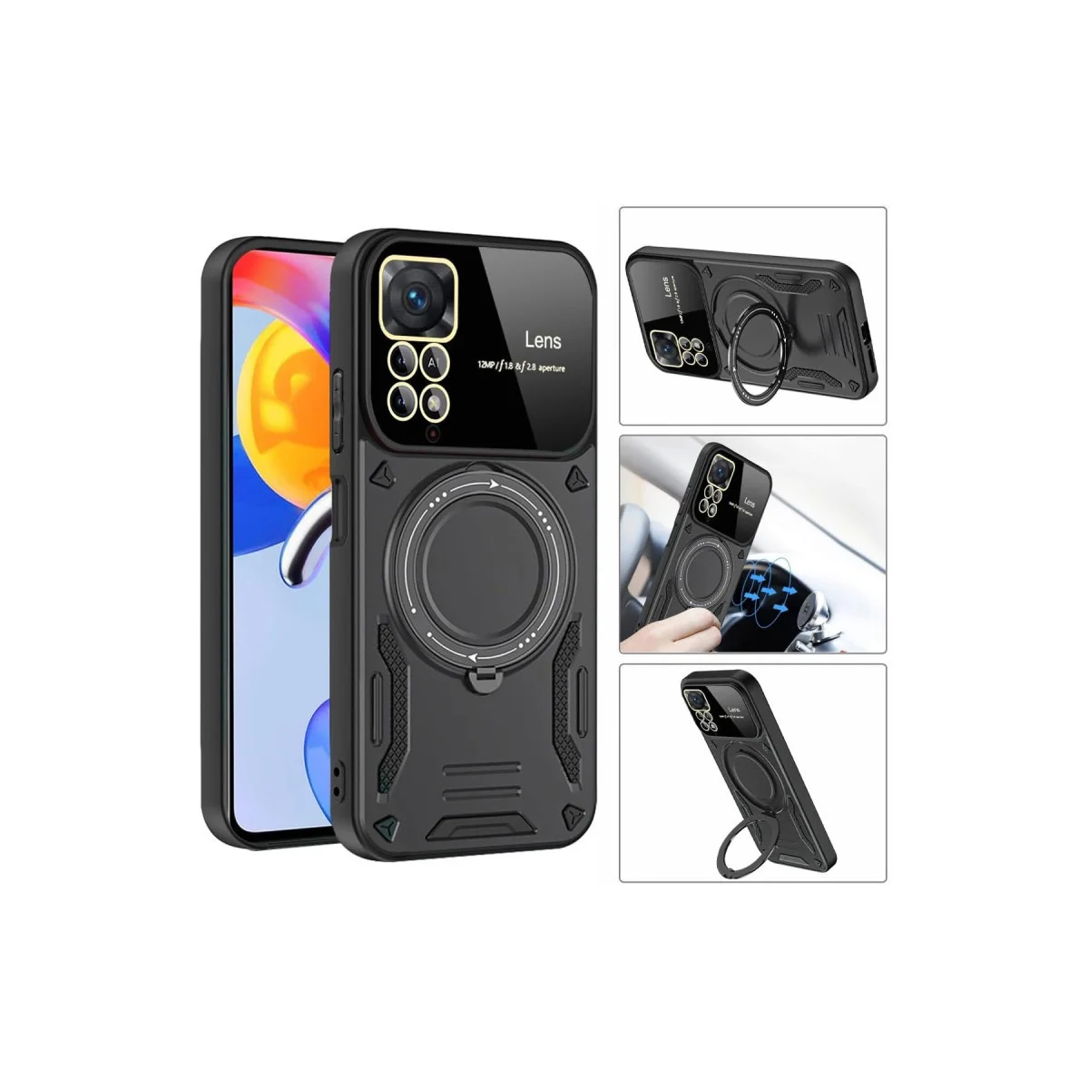 Redmi Note 11 Pro Kılıf Joy Lens Standlı Kapak - Koyu Yeşil
