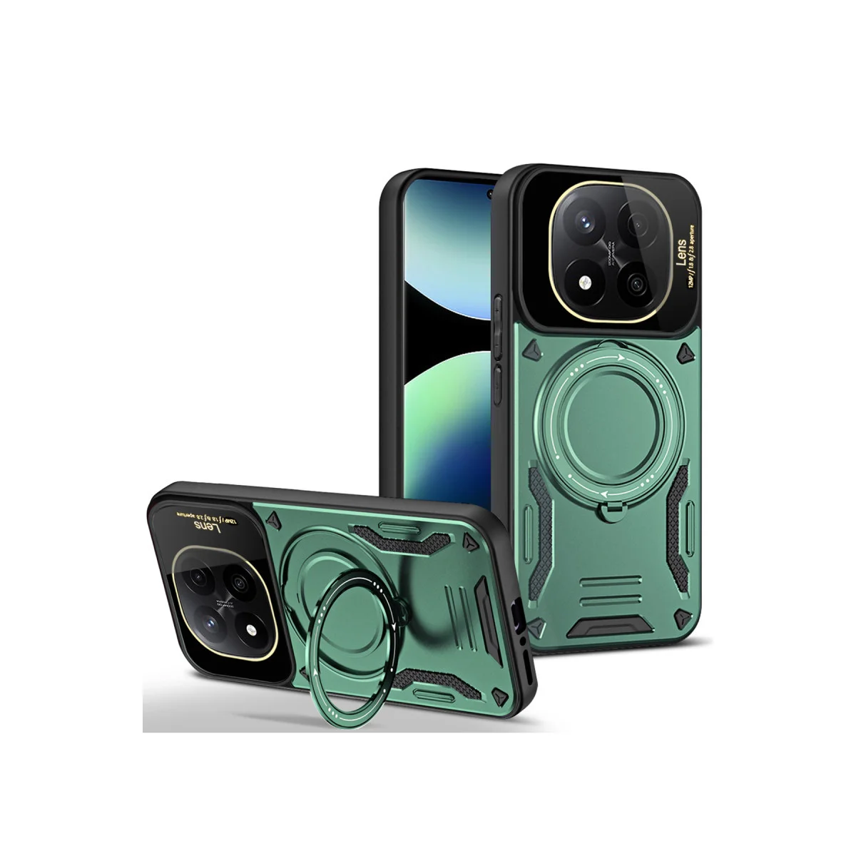 Redmi Note 14 Pro 4G Kılıf Joy Lens Standlı Kapak - Koyu Yeşil