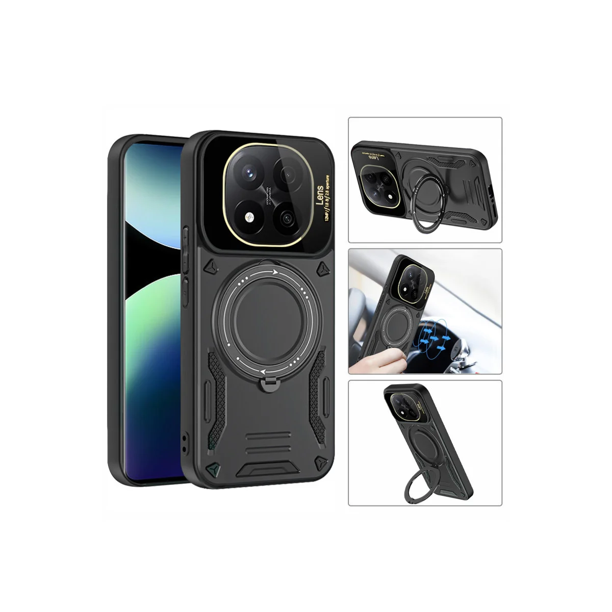 Redmi Note 14 Pro Plus Kılıf Joy Lens Standlı Kapak - Koyu Yeşil