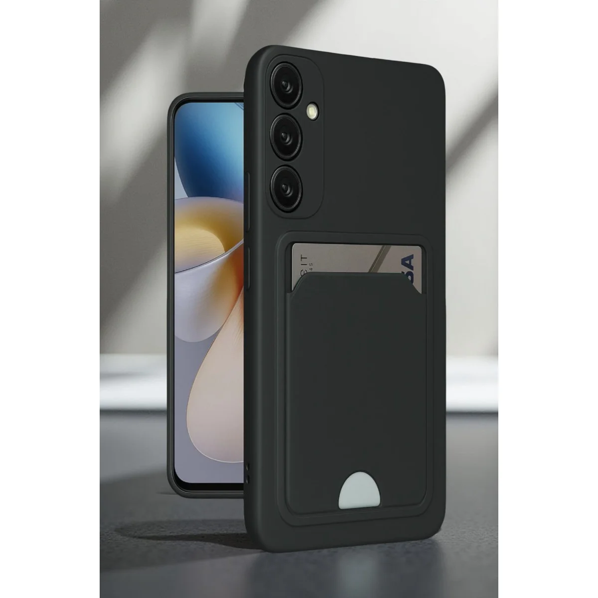 Galaxy A16 5G Kılıf Kelvin Kartvizitli Silikon - Koyu Yeşil