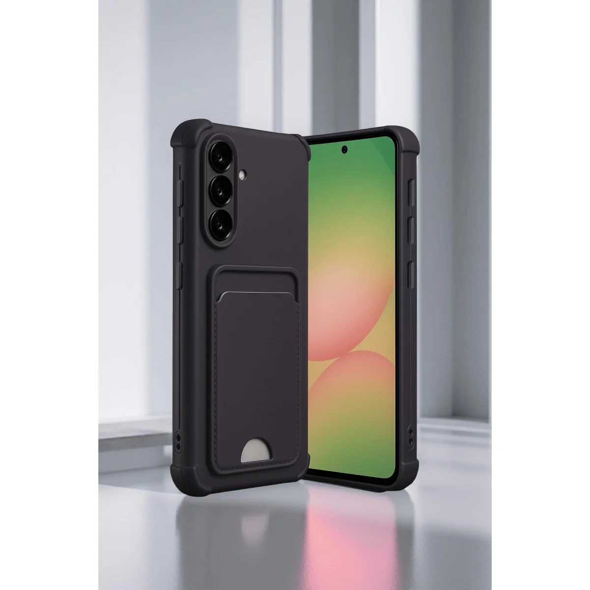 Galaxy A36 Kılıf Kelvin Kartvizitli Silikon - Koyu Yeşil