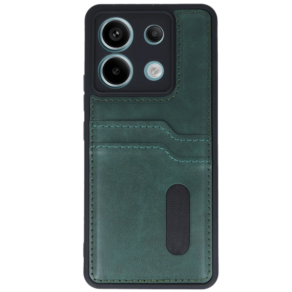 Redmi Note 13 Pro 5G Kılıf Sara Kartvizitli Deri Kılıf - Koyu Yeşil
