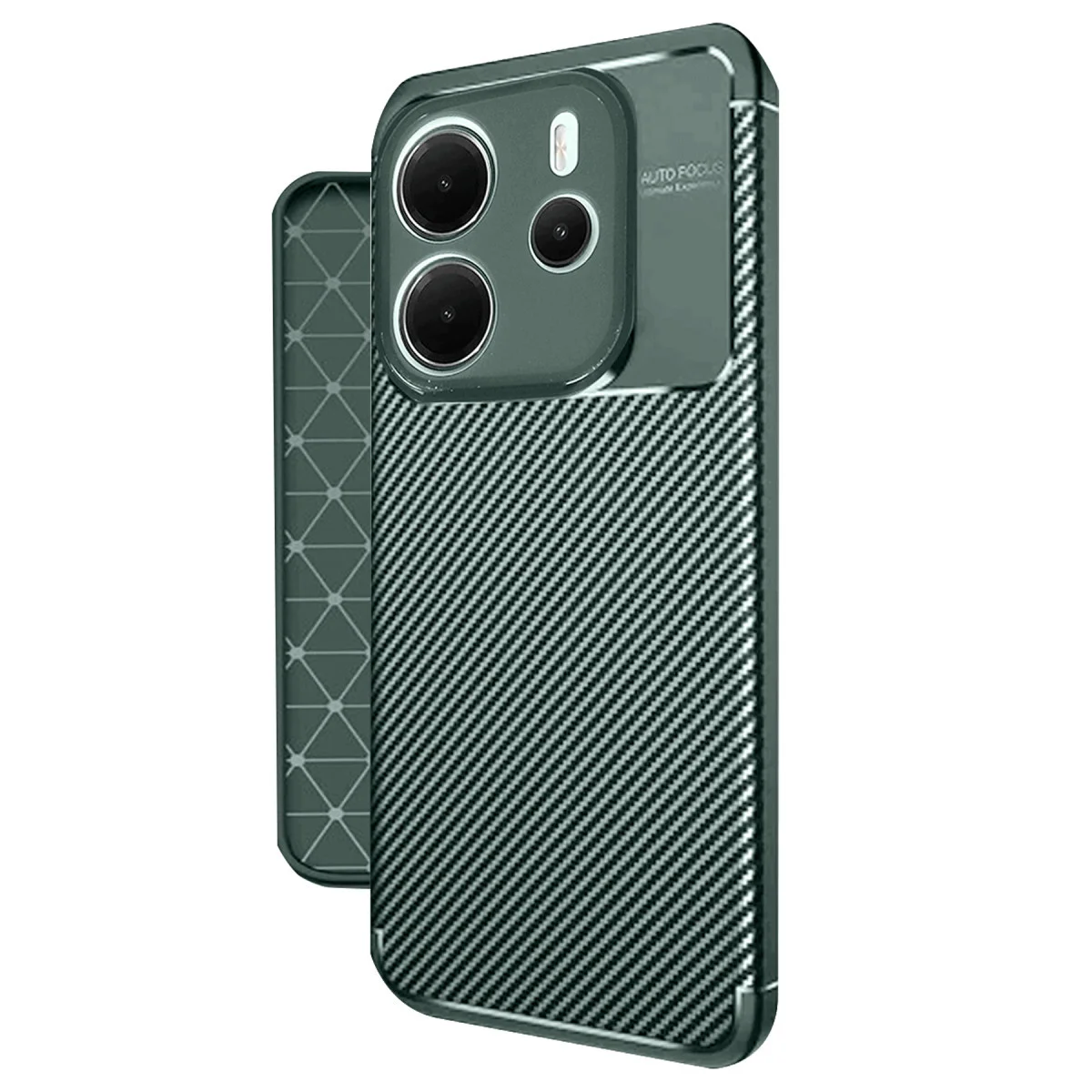 Redmi Note 14 4G Kılıf Auto Focus Karbon Kapak - Koyu Yeşil