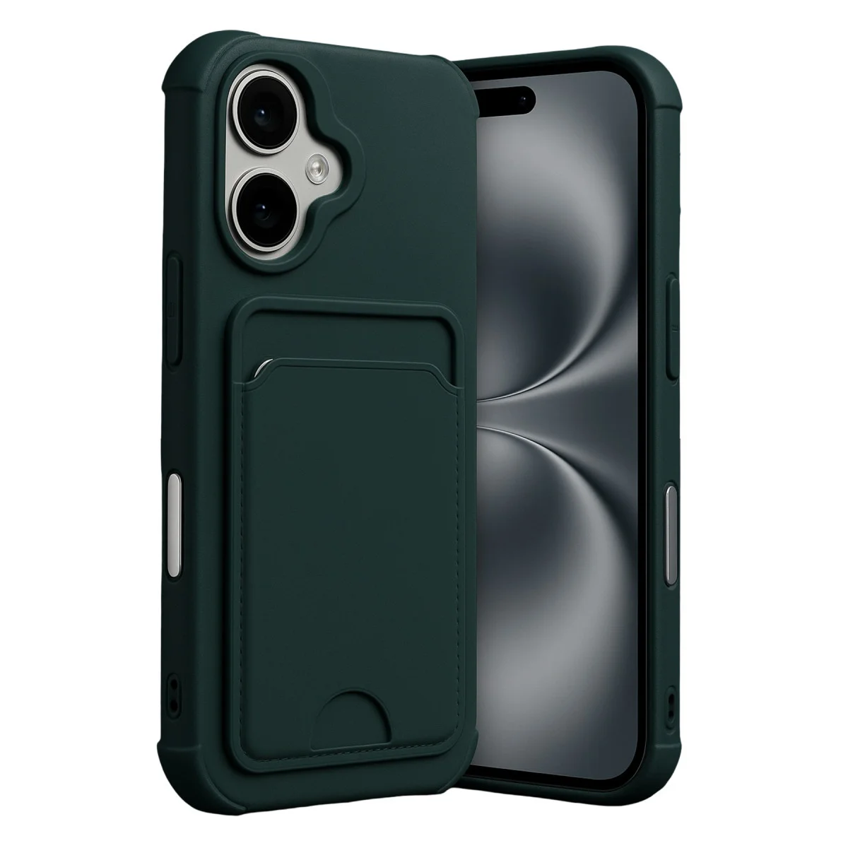 iPhone 17 Kelvin Kartvizitli Silikon - Koyu Yeşil