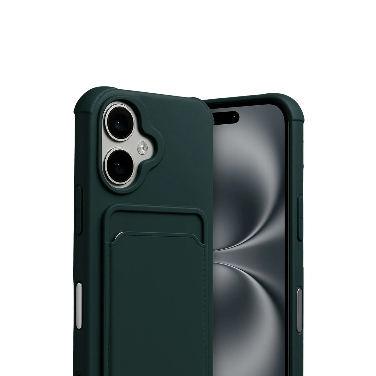 iPhone 17 Kelvin Kartvizitli Silikon - Koyu Yeşil