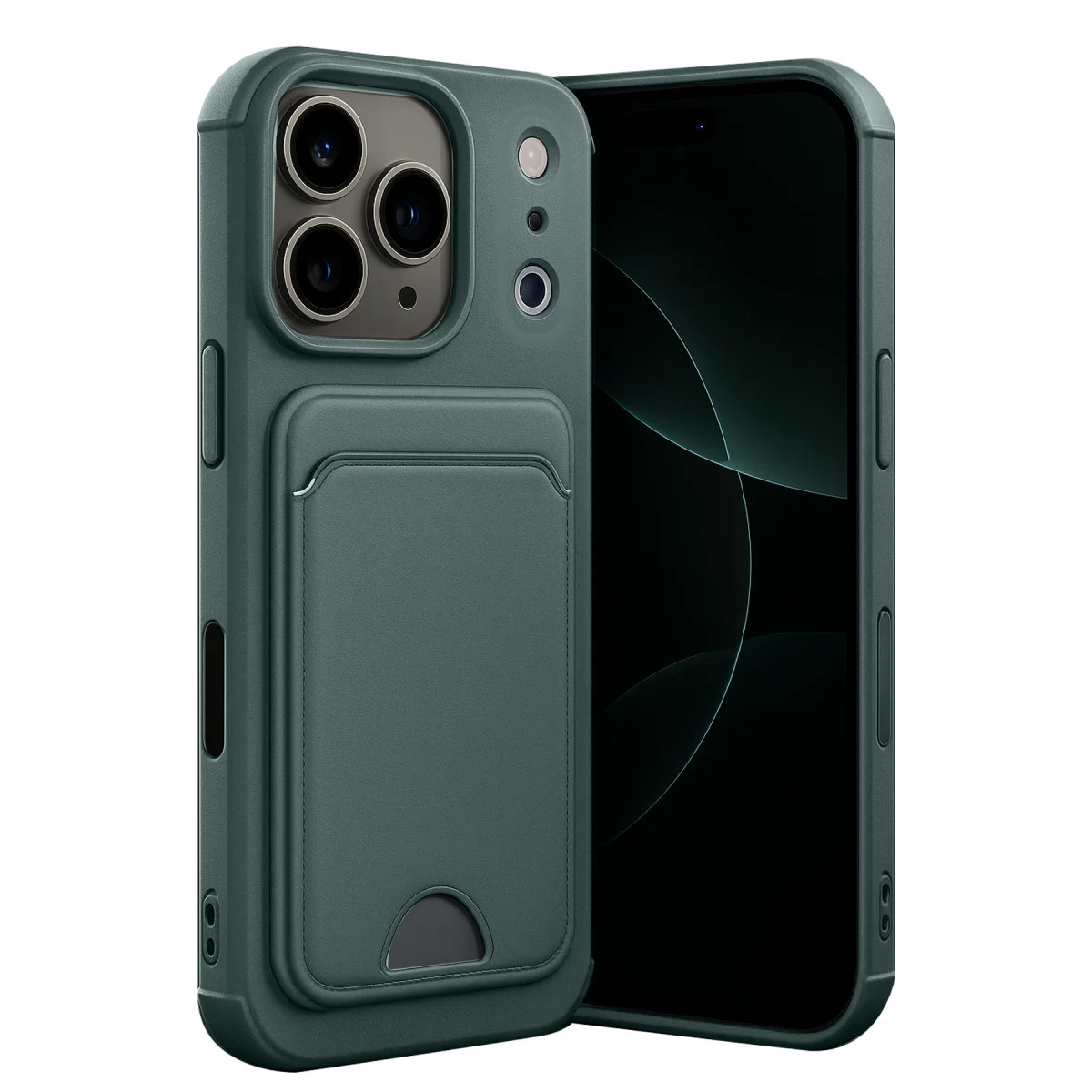iPhone 17 Pro Kelvin Kartvizitli Silikon - Koyu Yeşil