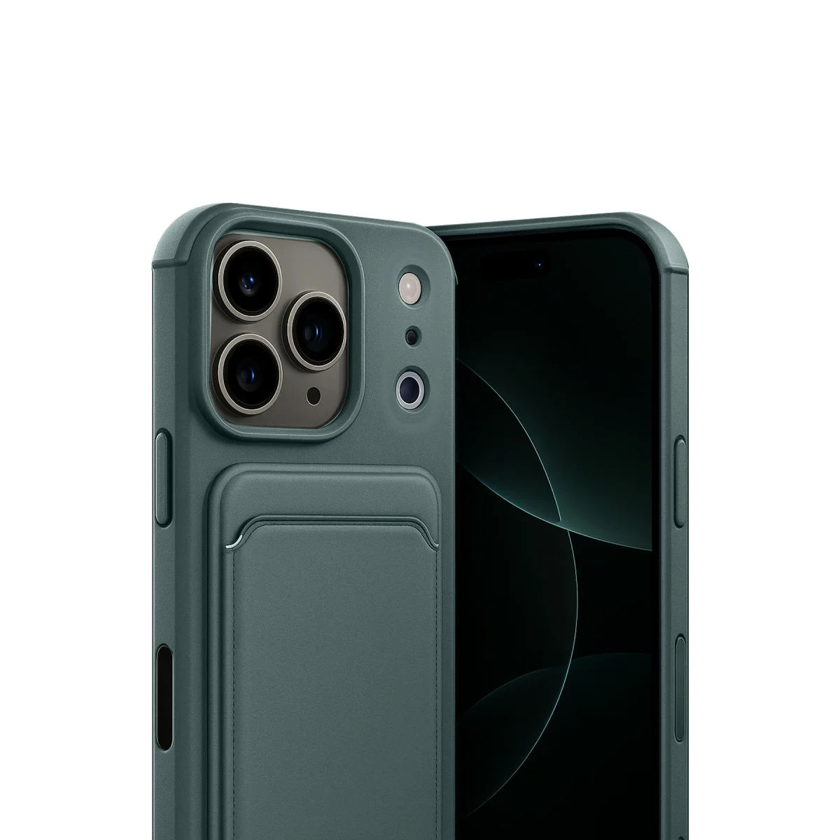 iPhone 17 Pro Max Kelvin Kartvizitli Silikon - Koyu Yeşil