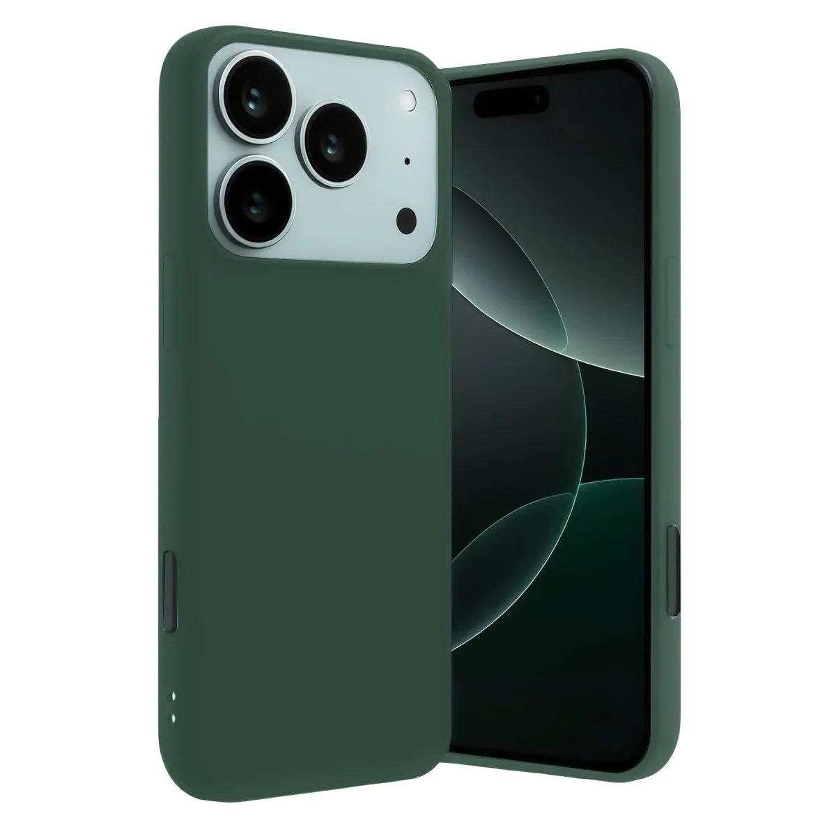 iPhone 17 Pro Nano içi Kadife Silikon - Koyu Yeşil