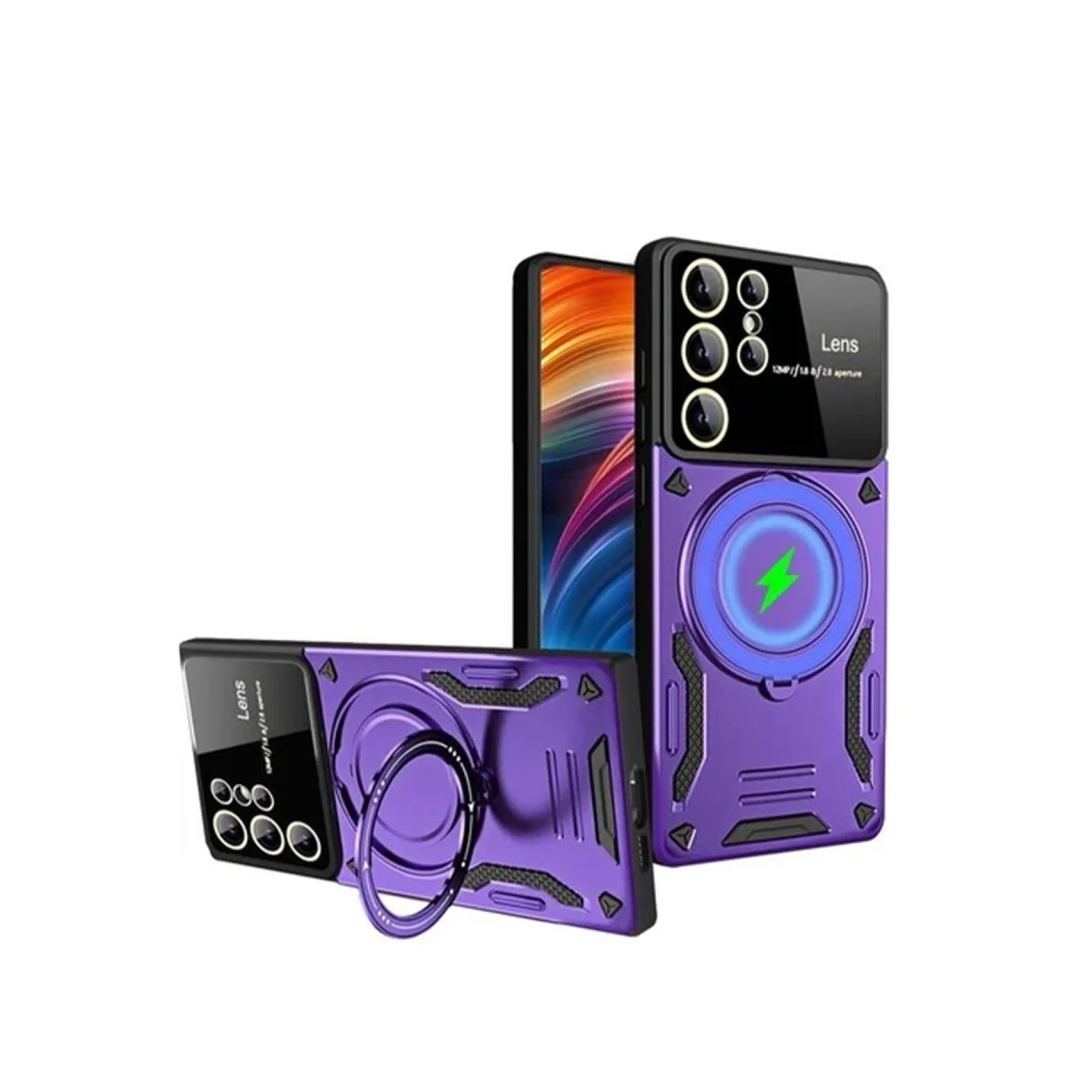 Galaxy S24 Ultra Kılıf Joy Lens Standlı Kapak - Mor