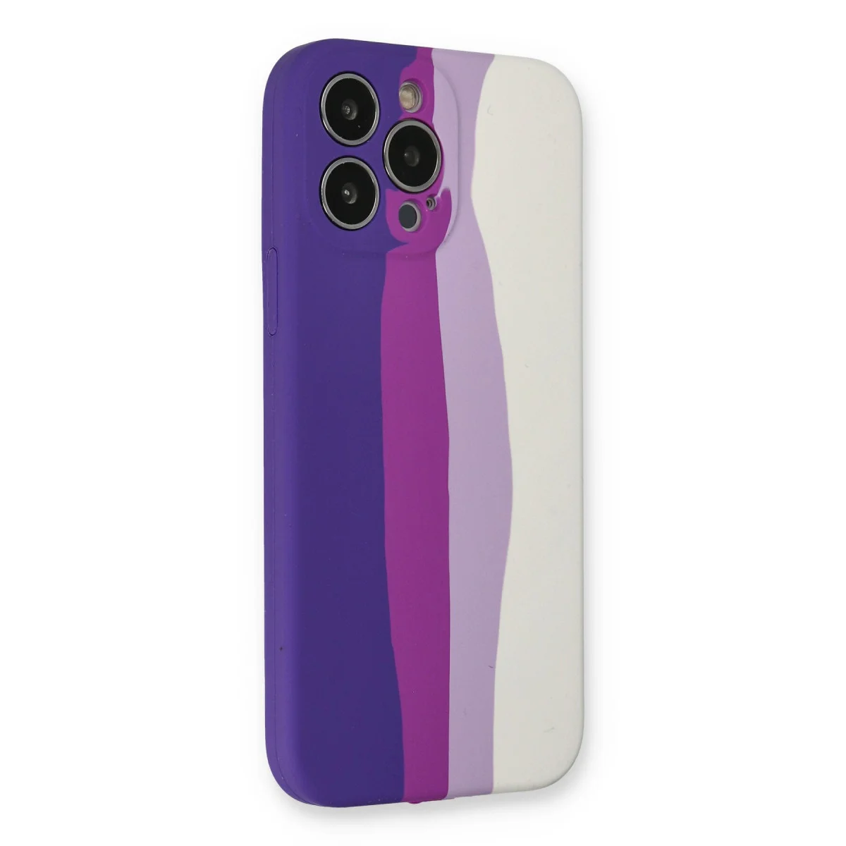 iPhone 13 Pro Kılıf Ebruli Lansman Silikon - Mor-Beyaz
