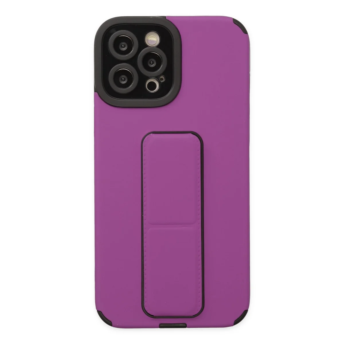 iPhone 12 Pro Max Kılıf Mega Standlı Silikon - Mor