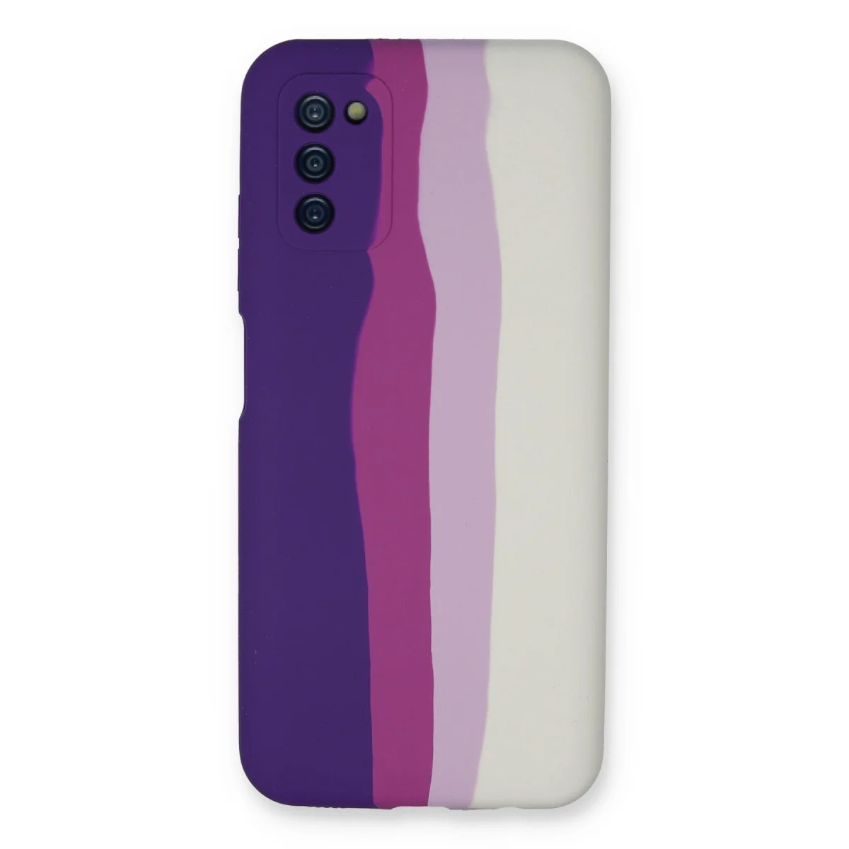 Galaxy A03S Kılıf Ebruli Lansman Silikon - Mor-Beyaz