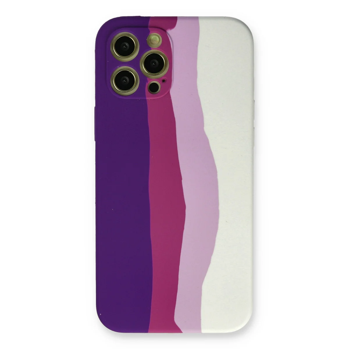 iPhone 12 Pro Max Kılıf Ebruli Lansman Silikon - Mor-Beyaz