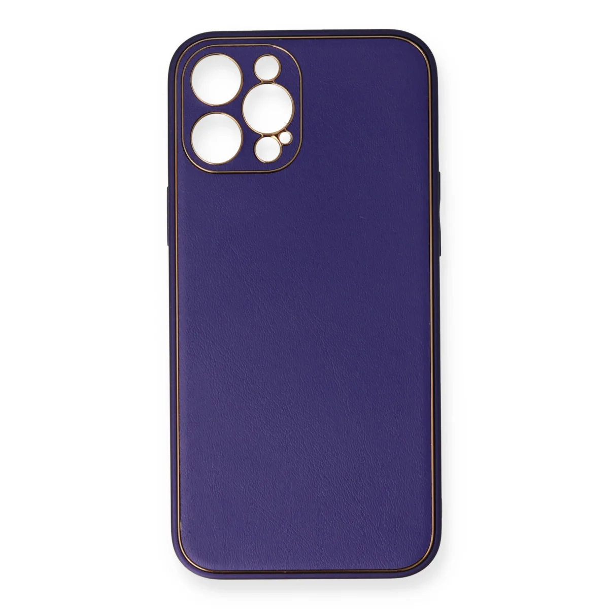 iPhone 12 Pro Kılıf Coco Deri Silikon Kapak - Mor