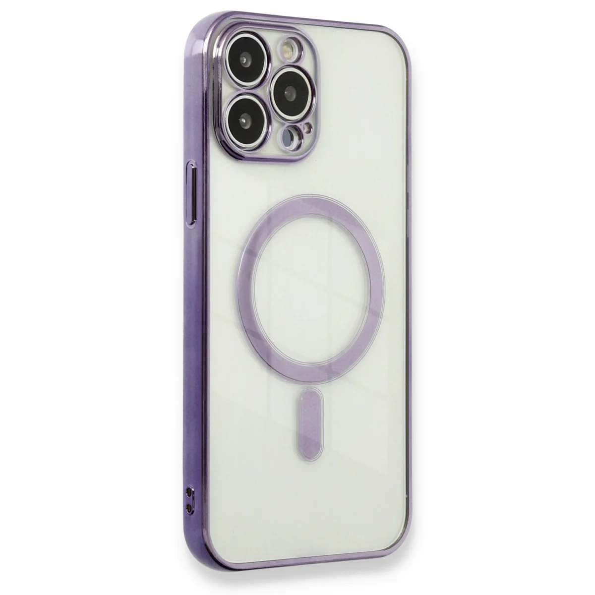 iPhone 13 Pro Kılıf Magneticsafe Lazer Silikon - Mor