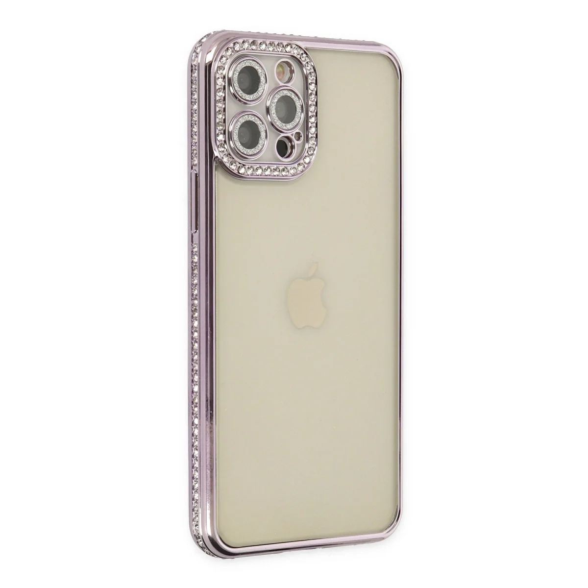 iPhone 12 Pro Kılıf Joke Taşlı Silikon - Mor