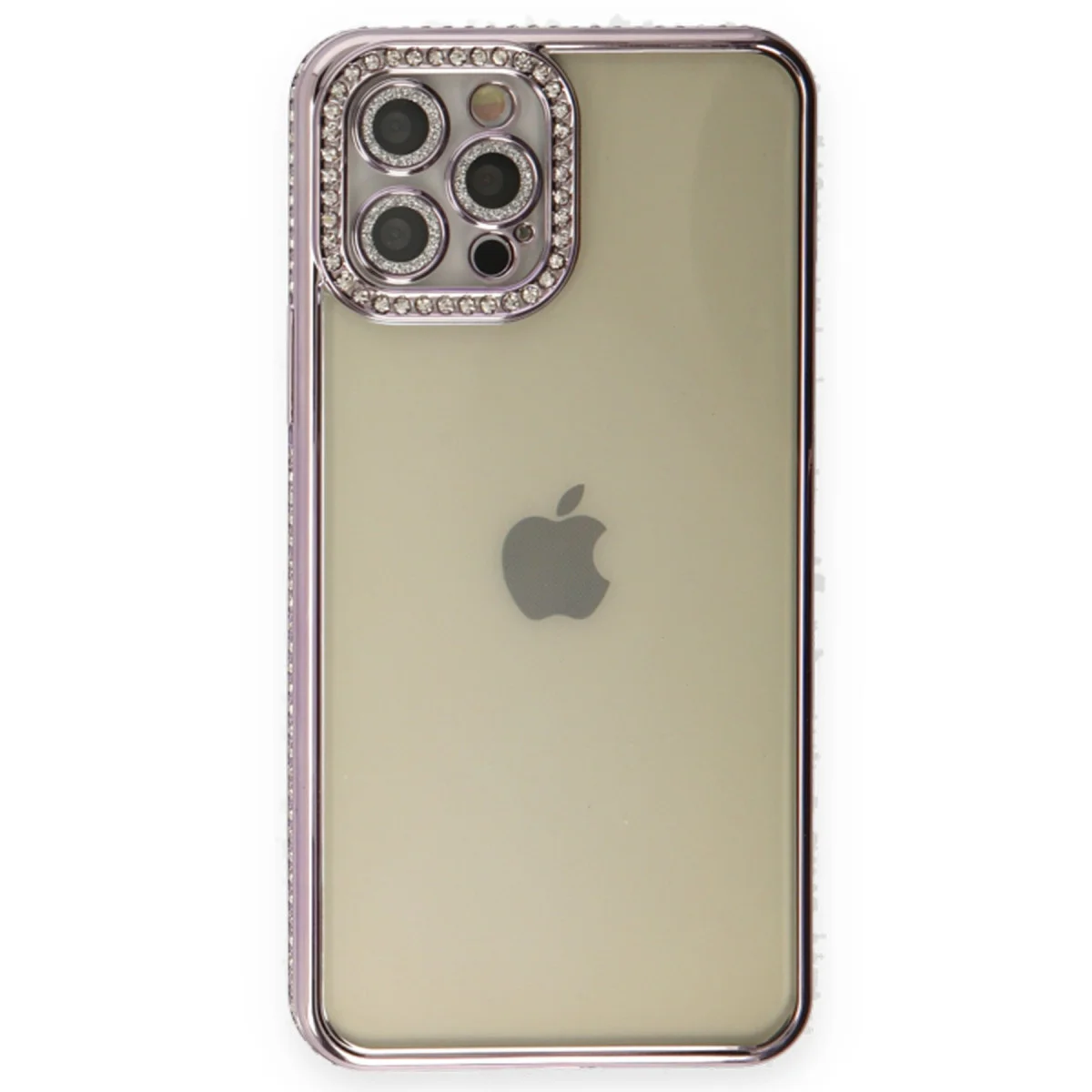 iPhone 12 Pro Kılıf Joke Taşlı Silikon - Mor
