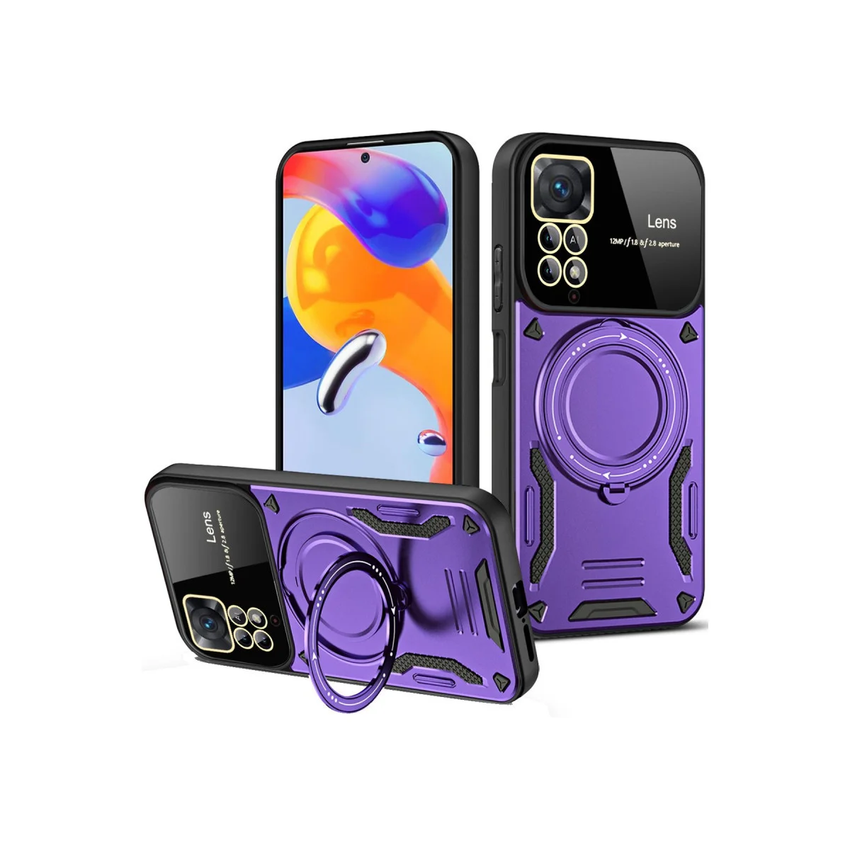 Redmi Note 12 Pro 4G Kılıf Joy Lens Standlı Kapak - Mor