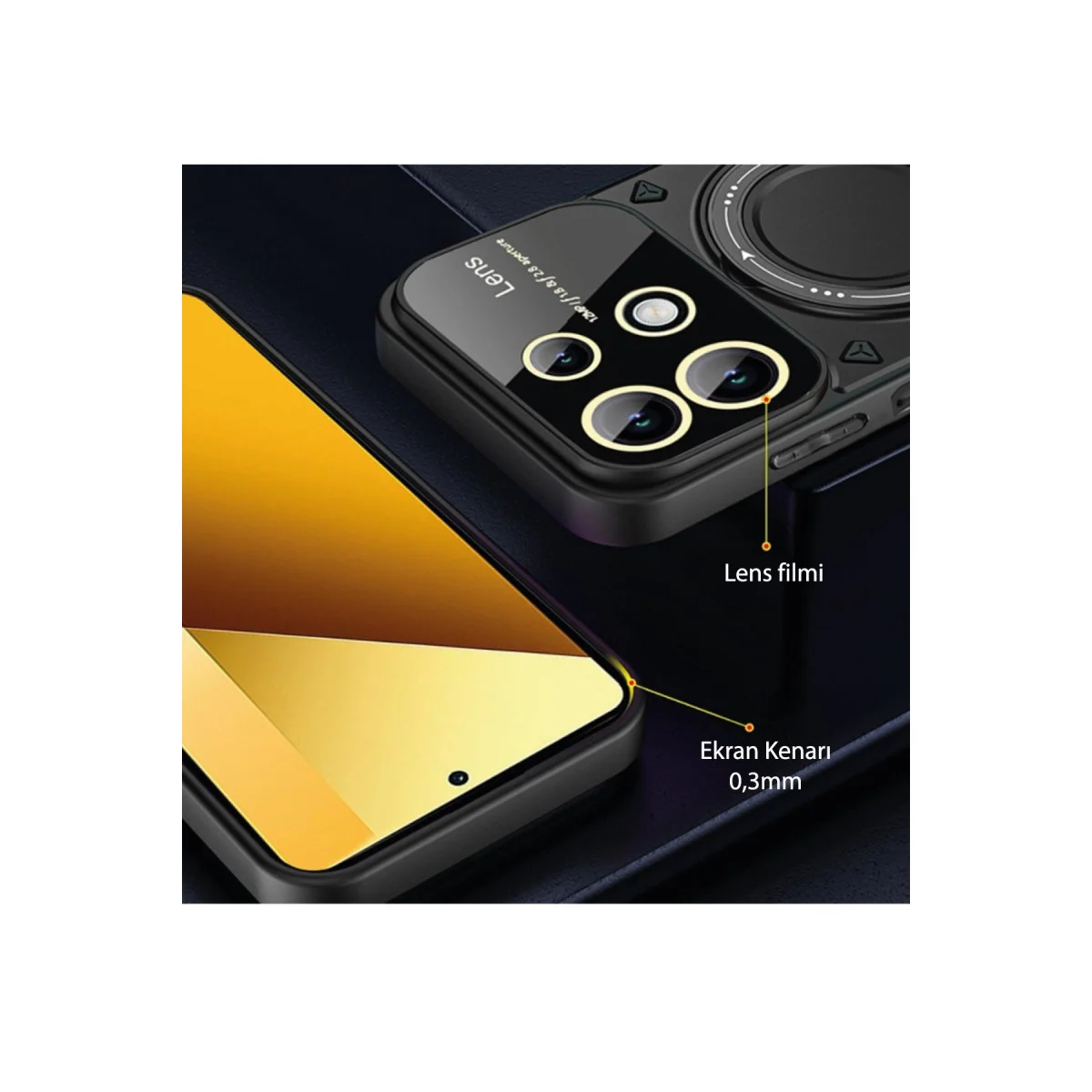 Redmi Note 13 4G Kılıf Joy Lens Standlı Kapak - Mor