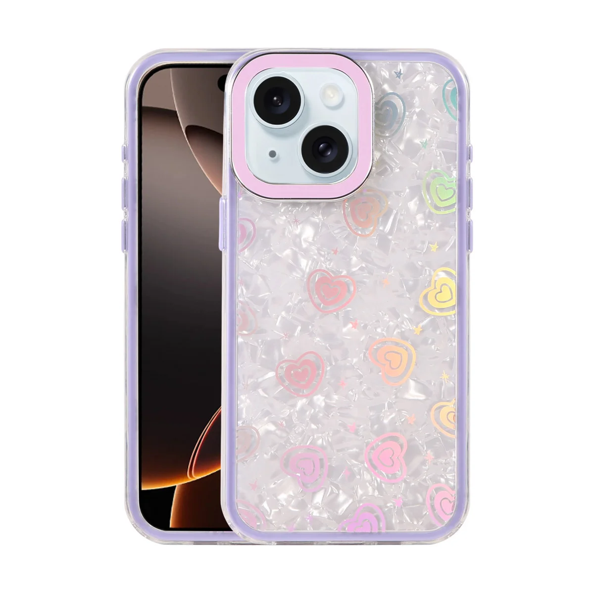 iPhone 15 Lumi Desenli Kapak - Mor