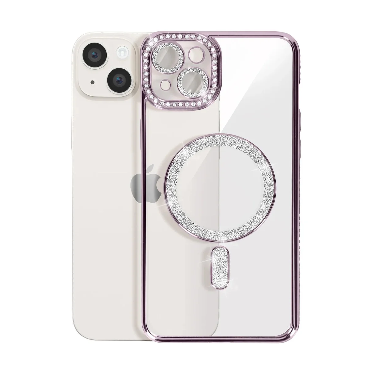 iPhone 14 Kılıf Joke Simli Magneticsafe Kılıf - Pembe