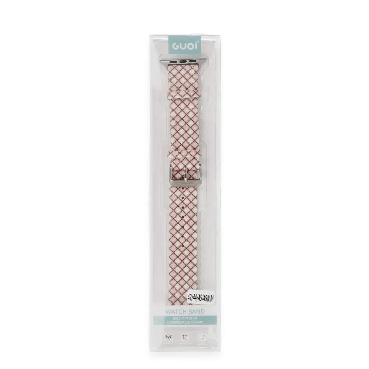 Watch 38mm Karo Motif Kordon - Pembe