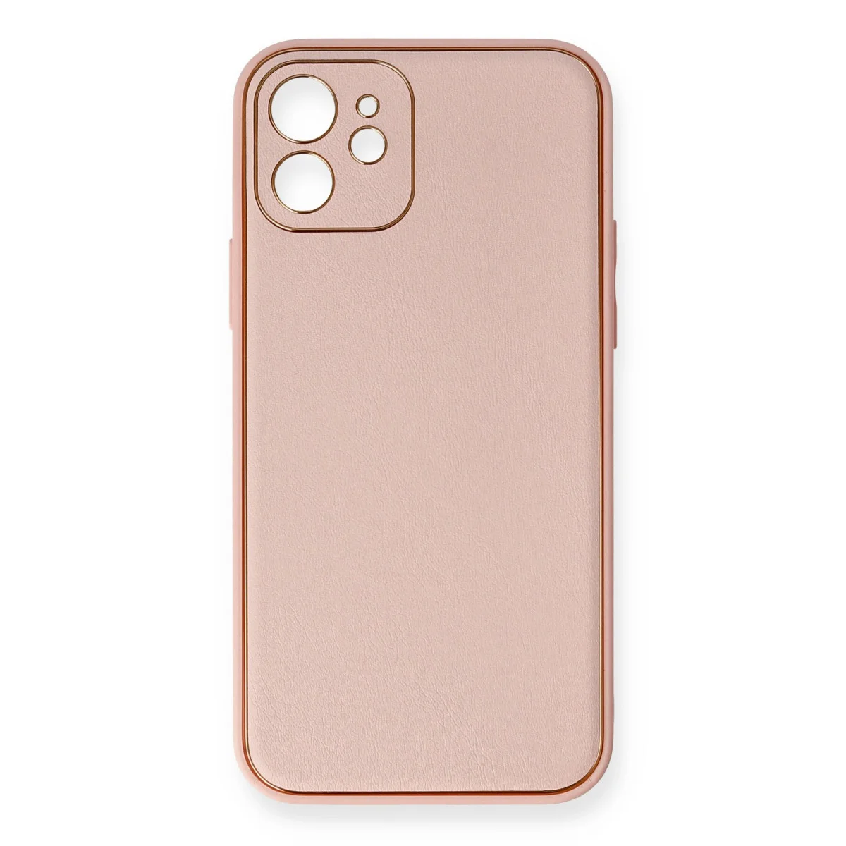 iPhone 12 Kılıf Coco Deri Silikon Kapak - Pembe