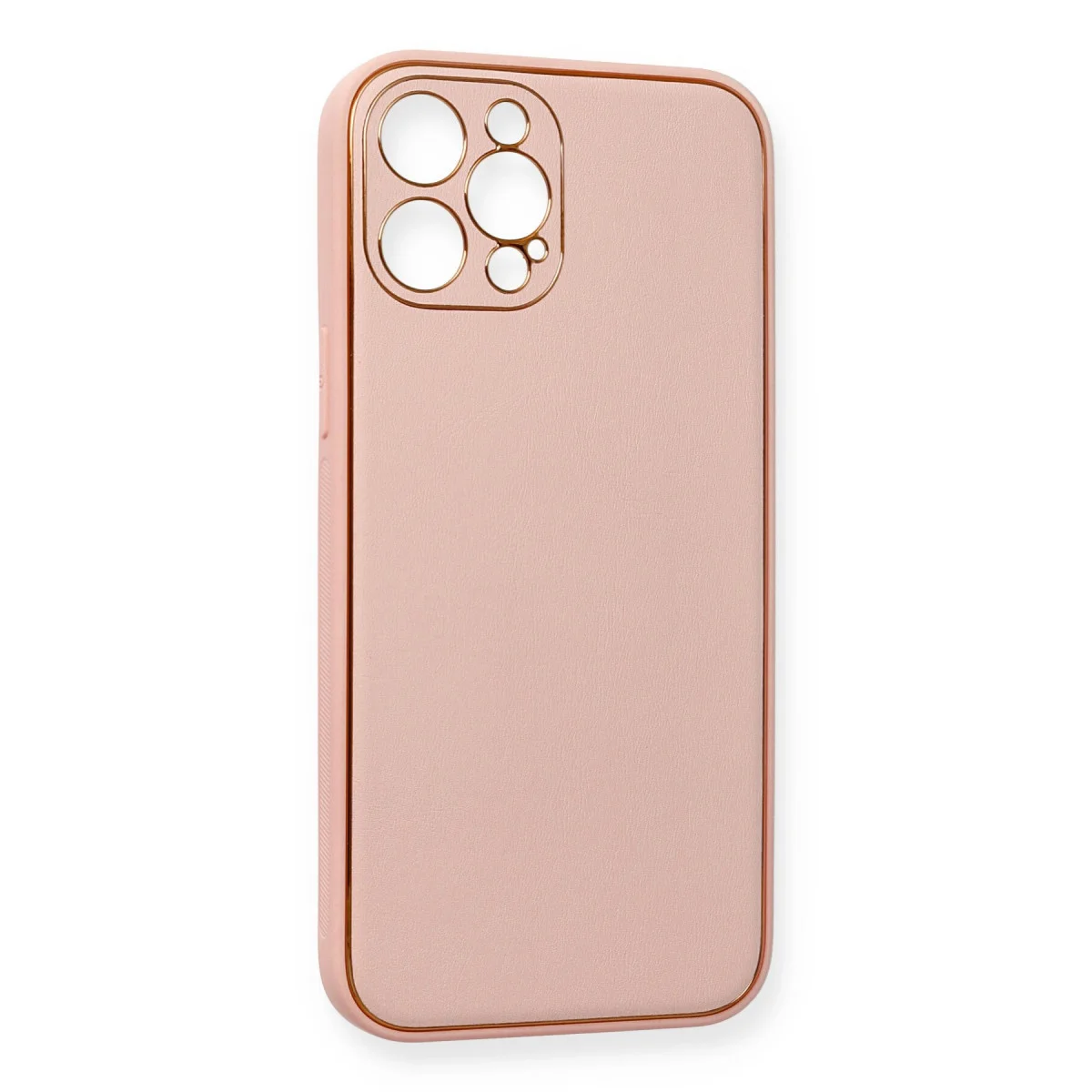 iPhone 12 Pro Max Kılıf Coco Deri Silikon Kapak - Pembe